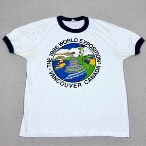 Vintage 1986 World Exposition Vancouver Single Stitch Ringer T-Shirt